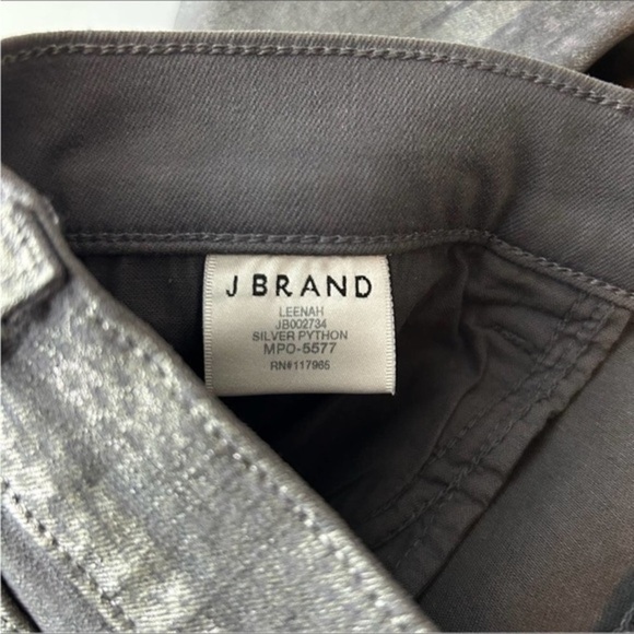 J Brand Leenah High Rise Metallic Silver‎ Python Jeans Size 32 - Picture 12 of 14